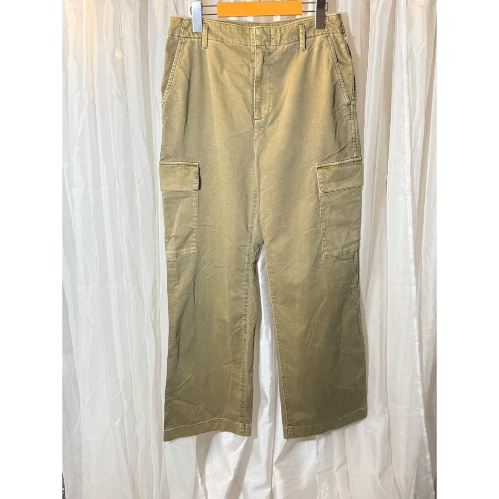 Gap Loose Khaki Cargo Pants Womens 4 Tan Garment Dyed Wide Leg Cotton